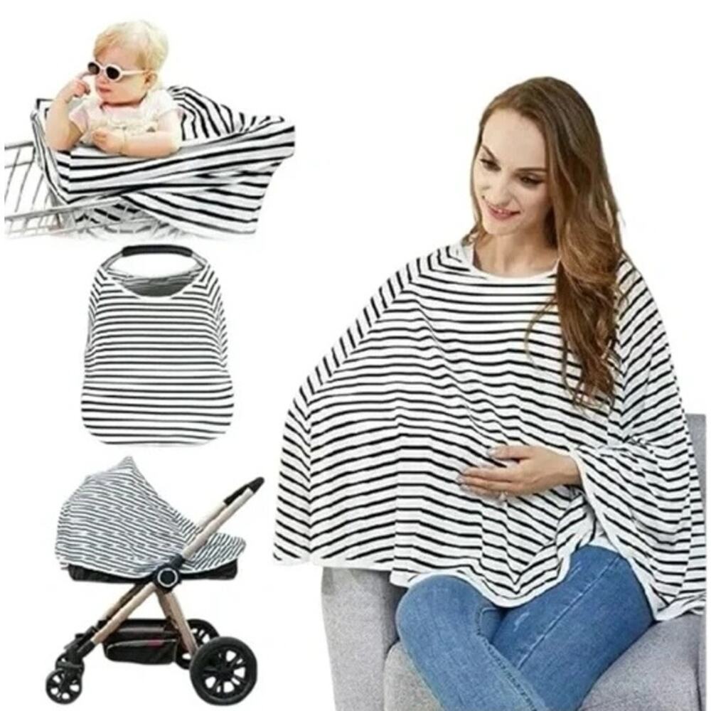 Kefee Kol Nursing Cover Poncho - One Size - Black White